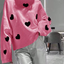 LUNE Jersey De Cuello Redondo Para Mujer Con Diseno De Corazon