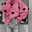 LUNE Jersey De Cuello Redondo Para Mujer Con Diseno De Corazon