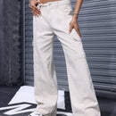 EZwear Jeans Para Mujer De Diseno Simple Y Color Solido