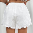 PETITE Shorts informales de estilo de vacaciones con lazo de bola para mujer para primavera verano