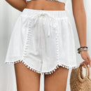 PETITE Shorts informales de estilo de vacaciones con lazo de bola para mujer para primavera verano