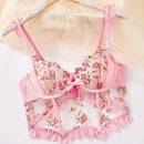 Sujetador Floral De Malla Transparente Bordado Para Mujeres