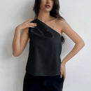 Prive Top De Un Hombro Con Cuello Asimetrico De Color Solido