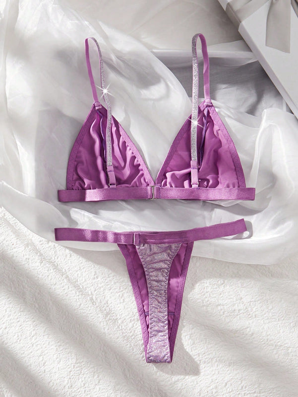 Conjunto De 2 Brasieres Inalambricos Texturizados Para Mujeres Con Acabado Metalico