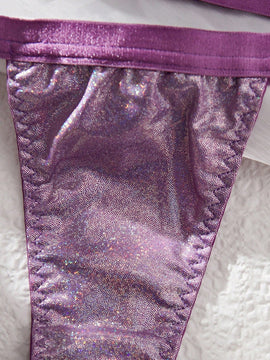 Conjunto De 2 Brasieres Inalambricos Texturizados Para Mujeres Con Acabado Metalico