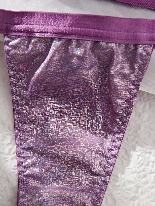 Conjunto De 2 Brasieres Inalambricos Texturizados Para Mujeres Con Acabado Metalico