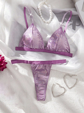 Conjunto De 2 Brasieres Inalambricos Texturizados Para Mujeres Con Acabado Metalico
