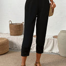 Lune pantalones largos simples de uso diario de unicolor para mujeres