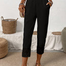 Lune pantalones largos simples de uso diario de unicolor para mujeres
