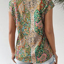 Essnce Blusa de manga murcielago con cuello en V y estampado all-over