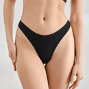 Leisure Bragas comodas de cintura alta con forma de T para mujer en negro