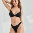 Leisure Bragas comodas de cintura alta con forma de T para mujer en negro