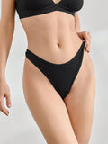 Leisure Bragas comodas de cintura alta con forma de T para mujer en negro