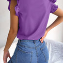 Blusa De Estilo Europeo/americano De Primavera/verano Para Uso Diario Con Decoracion De Borde Con Volantes Y Cuello Con Lazo