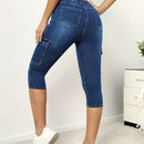 Pantalones capri ajustados con cordon elastico diseno de bolsillo para primavera y verano
