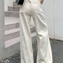 DAZY Jeans de pierna ancha de un solo color con bolsillos y borde sin rematar