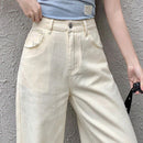DAZY Jeans de pierna ancha de un solo color con bolsillos y borde sin rematar