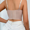 Sujetador Bandeau Con Linea De Presion De Hueso De Pescado Y Color Solido