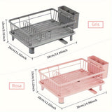1pieza Escurreplatos, Escurreplatos Ahorrador de Espacio, Escurreplatos para la Encimera de la Cocina, Escurreplatos Anti-Óxido con Soporte de Utensilios y Ranuras para Cuchillos, para la Encimera y el Armario de la Cocina, Accesorio de Cocina
