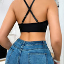 Sujetador Sin Cable De Malla De Encaje Con Cuello Halter Para Mujer, Se Vende Por Unidad