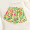 WYWH Pantalones Cortos Verdes De Estilo De Vacaciones Con Cintura Cruzada Estampada Floral Y Acento De Estilo Campestre