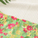 WYWH Pantalones Cortos Verdes De Estilo De Vacaciones Con Cintura Cruzada Estampada Floral Y Acento De Estilo Campestre