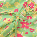 WYWH Pantalones Cortos Verdes De Estilo De Vacaciones Con Cintura Cruzada Estampada Floral Y Acento De Estilo Campestre