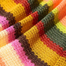 Slayr Pantalones de tejido de crochet de punto de rayas coloridas con abertura en el dobladillo para mujer, delgados y perfectos para usar en vacaciones de verano, festivales de musica, etc.