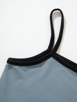 Top Corto De Tirantes Para Mujer Con Bloque De Color Para El Verano