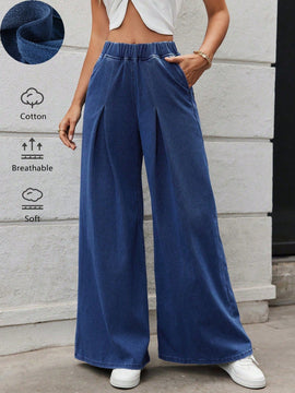 Essnce Jeans De Pierna Ancha Comodos Y Sueltos Para Mujer En Azul Para Uso Casual