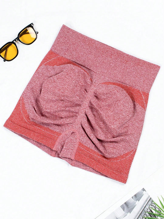 1 pieza shorts de yoga de cintura alta sin costuras amarillos, shorts comodos y transpirables con control de abdomen y levantamiento