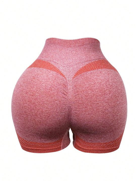 1 pieza shorts de yoga de cintura alta sin costuras amarillos, shorts comodos y transpirables con control de abdomen y levantamiento