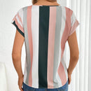 Tall Camisa de manga murcielago a rayas de bloque de color para mujer para el verano