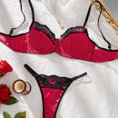 Conjunto De Sujetador Y Bragas De Dos Tonos Con Encaje Y Saten Y Aro