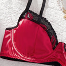 Conjunto De Sujetador Y Bragas De Dos Tonos Con Encaje Y Saten Y Aro