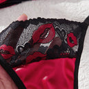 Conjunto De Sujetador Y Bragas De Dos Tonos Con Encaje Y Saten Y Aro