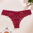 4 piezas/set tanga sexy de encaje con cintura baja y transpirable con longitud de cordones
