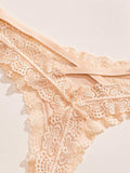 4 piezas/set tanga sexy de encaje con cintura baja y transpirable con longitud de cordones