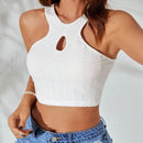 Top de tanque corto hueco para mujeres para vacaciones de verano en festivales de musica