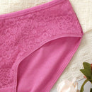 Mujeres moda unicolor encaje patchwork triangulo panties, paquete de 5