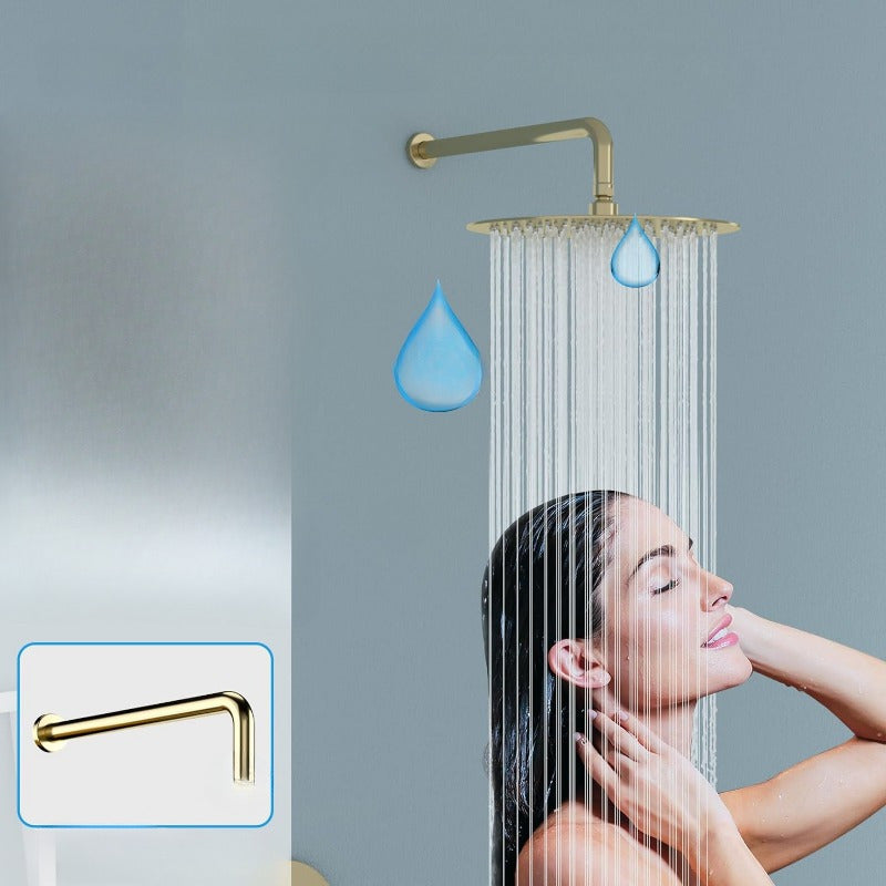 1 brazo de ducha dorado de 17 pulgadas con codo - Diseño oculto elegante en metal para hoteles y hogares, accesorios de ducha duraderos para instalación en el techo, brazo de ducha ajustable, accesorio de baño elegante, construcción en metal resistente