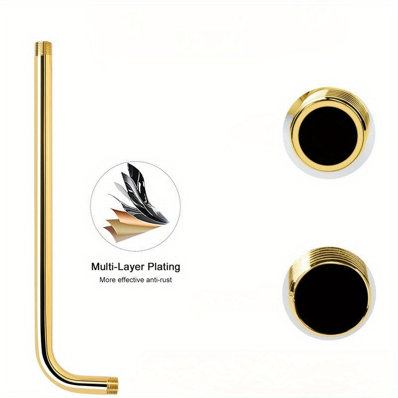 1 brazo de ducha dorado de 17 pulgadas con codo - Diseño oculto elegante en metal para hoteles y hogares, accesorios de ducha duraderos para instalación en el techo, brazo de ducha ajustable, accesorio de baño elegante, construcción en metal resistente