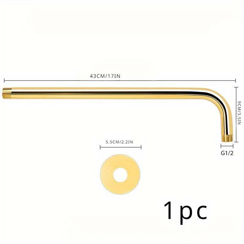 1 brazo de ducha dorado de 17 pulgadas con codo - Diseño oculto elegante en metal para hoteles y hogares, accesorios de ducha duraderos para instalación en el techo, brazo de ducha ajustable, accesorio de baño elegante, construcción en metal resistente