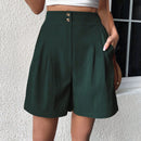 Essnce Shorts texturizados de verano con botones abotonados y pliegues casuales para un look versatil