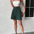 Essnce Shorts texturizados de verano con botones abotonados y pliegues casuales para un look versatil