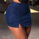 NEW  SXY Falda pantalon de mezclilla de color solido con abertura