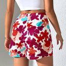 EMERY ROSE Pantalones cortos flojos de talle alto para mujer con estampado floral de verano y detalle de nudo