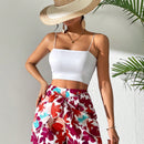 EMERY ROSE Pantalones cortos flojos de talle alto para mujer con estampado floral de verano y detalle de nudo
