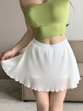 DAZY Shorts De Seguridad Con Pliegues Y Borde Ondulado A Rayas Para Verano