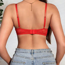Sujetador rojo de encaje disenado de moda para mujeres